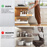 Organizator Multifunctional Elindor® Tip Sertar, cu Adeziv, Suport Metalic Dulap sub Blat Chiuveta, Inaltime Reglabila, Sertar Glisant Organizare pentru Bucatarie, Baie, Camara, Bar, Raft cu Sertare Depozitare Detergenti, Parfumuri, 43x25x9 cm, Alb