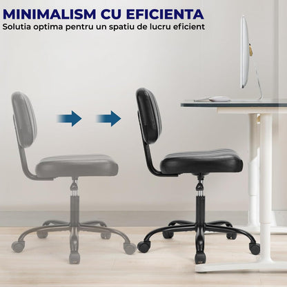 Scaun de Birou Elindor® Fără Brațe, Rotativ, Reglabil, Negru