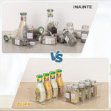 Set de 4 Containere Elindor® pentru Camara si Frigider, cu Compartimente Reglabile si Design Stivuibil, din ABS, Condimente, Sosuri sau Alimente Mici, cu Format Compact si Corp Transparent, Organizator Bucatarie, Cutie, Separatoare, Plastic