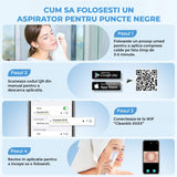 Aspirator Profesional Puncte Negre Elindor® Camera HD 5 MPX, 6 Capete Inter-Schimbabile, 3 Nivele de Putere, Roz