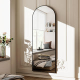 Oglinda Elindor® Cadru din Aluminiu, 150x40 Cm, Design Arcada, Modern, Montaj pe Perete sau Podea, Ideala pentru Dormitor, Living sau Hol, Negru