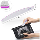 Set 10 Pile Unghii Profesionale Elindor® Granulatie 100/180 Reutilizabile Semiluna pentru Manichiura Pedichiura Unghii Naturale si False, Gri