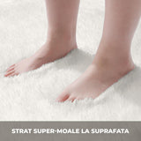 Covor Elindor® Antiderapant, Lavabil, Modern, Ideal pentru Living, Dormitor, Birou, Camera Copiilor, Covor cu Tesatura Lunga si Moale, Curatare Usoara, 120 x 160 cm, Ivory