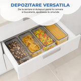 Set 4 Recipiente Depozitare Elindor® Capacitate 3.6L, Etanse, pentru Paste si Cereale, Transparent
