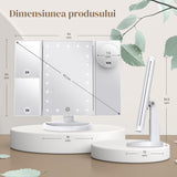 Oglinda Cosmetica Elindor® cu Iluminare LED, Marire 2X, 3X, 10X, Control Tactil, Alimentare Dubla, Alb