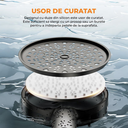 Cap de Dus cu Filtru Elindor®, Sistem Filtrare Apa Potabila, Protectie Anticalcar, Jeturi Personalizabile, Instalare Universala, Ideal Pentru Igiena Zilnica, Compatibil Piele Sensibila si Par Fragil, Negru