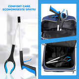 Cleste de Gunoi Elindor® Pliabil pentru Colectare Deseuri, Gheara Rotativa la 360°, Maner Ergnom, Practic, Versatil, Ideal pentru Uz Zilnic, Recuperare Medicala sau Activitati in Aer Liber, 83 cm, Negru / Albastru