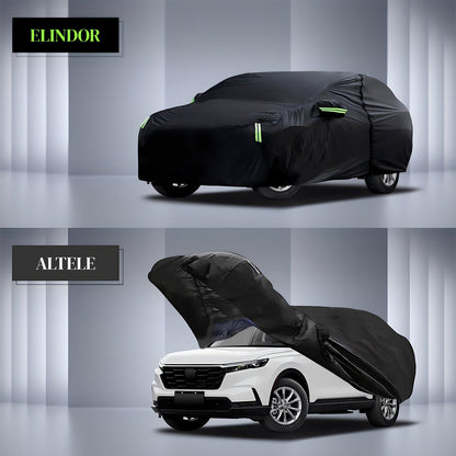 Prelata Auto Neagra 3 Straturi Elindor®, Impermeabila, Toate Anotimpurile, Husa de Protectie Completa, Antigrindina, Ploaie, Anti Soare, Accesorii Masina Exterior, SUV M, 450×183×143 cm