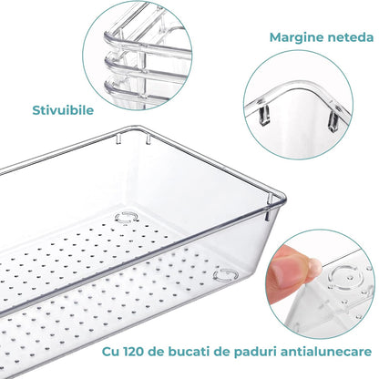Set 25 Organizatoare Elindor® Transparent pentru Sertare