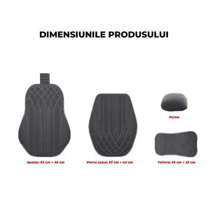 Husă Auto Elindor®, Suede Moale, Universală, Confort Premium, Pernă Tetiere Inclusă, Gri Închis