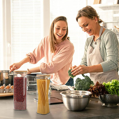 Set 3 Caserole Elindor® Sticla cu Capace Bambus, Recipiente Etanse 2.1L Pentru Alimente Uscate: Paste, Cereale, Cafea, Zahar, Cutii Depozitare si Organizare Bucatarie, Frigider sau Camara – Transparent