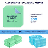 Set 4 Covorase Absorbante Elindor® Igienice, Asternut pentru Animale, Caini, Pisici, Copii, Varstnici, Ultra-Absorbant, pentru Talie Medie si Mare, Prevenirea Scurgerilor De Lichid, 4 Substraturi, Marimea XL, 86 x 91 cm, Verde