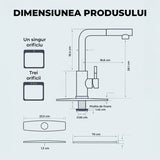 Robinet Bucatarie Elindor® cu Maner Unic, Pulverizator Retractabil, Otel Inoxidabil, Negru
