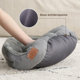 Pat Confortabil pentru Caini si Pisici Elindor®, Culcus Moale Antiderapant, cu Perna Detasabila din Microfibra Lavabila la Masina, Potrivit pentru Caine si Pisica de Talie Mica si Medie, Ideal in Orice Anotimp, in Casa, Marimea S, 51x48x15 cm, Gri