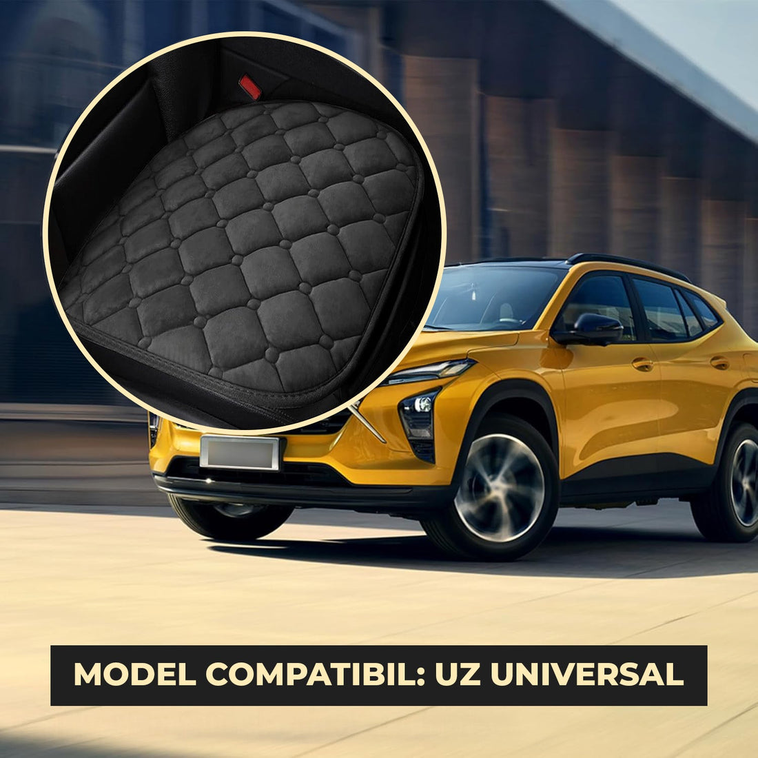 Set 2 Huse Universale Negre de Scaune Auto Elindor®, Anti-Alunecare, Husa Sezut Scaun Sofer din Plus, Bumbac, Matase Elastica, Design Premium pentru Interior Masina, 51x50 cm