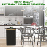Cos pentru Reciclare Elindor® Capacitate 100L, din Material Textil si Bambus, pentru Multifunctional, pentru Bucatarie sau Camara, Cos Gunoi Potrivit pentru Colectare Selectiva a Sticlelor de Plastic, 41 x 33.5 x 70 cm, Negru