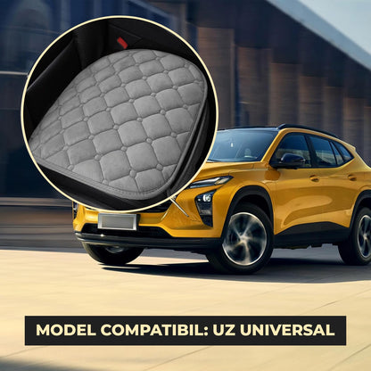 Set 2 Huse Universale Gri de Scaune Auto Elindor®, Anti-Alunecare, Husa Sezut Scaun Sofer din Plus, Bumbac, Matase Elastica, Design Premium pentru Interior Masina, 51x50 cm