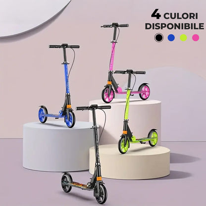 Trotinetă Pliabilă cu Amortizor Elindor®, Frână Spate și Platformă Antiderapantă, Neagră