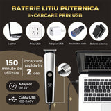 Aparat De Tuns 3 in 1 Elindor® Pentru Ingrijire Personala, Barba, Par, Nas/Urechi, Display LED, Lame Precise, Autonomie 2.5h, Argintiu