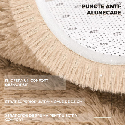 Covor Elindor® Antiderapant, Lavabil, Modern, Ideal pentru Living, Dormitor, Birou, Camera Copiilor, Covor cu Tesatura Lunga si Moale, Curatare Usoara, 120 x 160 cm, Bej