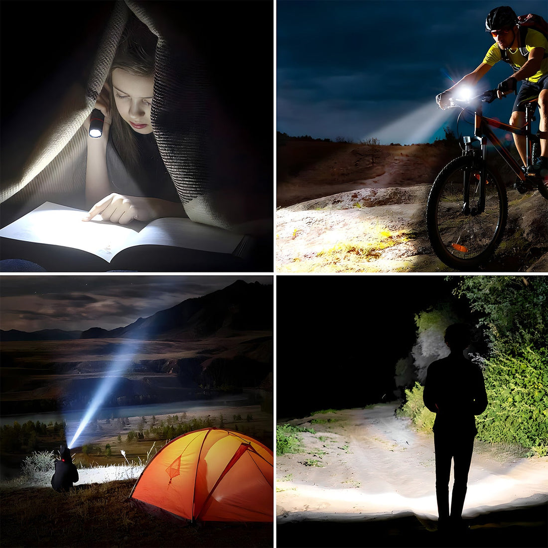 Lanterna LED MIni Neagra Elindor® Profesionala, Extra Luminoasa, 2000 Lumeni, cu Acumulator / Baterie Reincarcabila (USB C), Design Tactic Militar, 4 Moduri, Fascicul cu Zoom, Rezistent la Apa, Multifunctionala, pentru Pescuit, Plimbari, Drumetii,