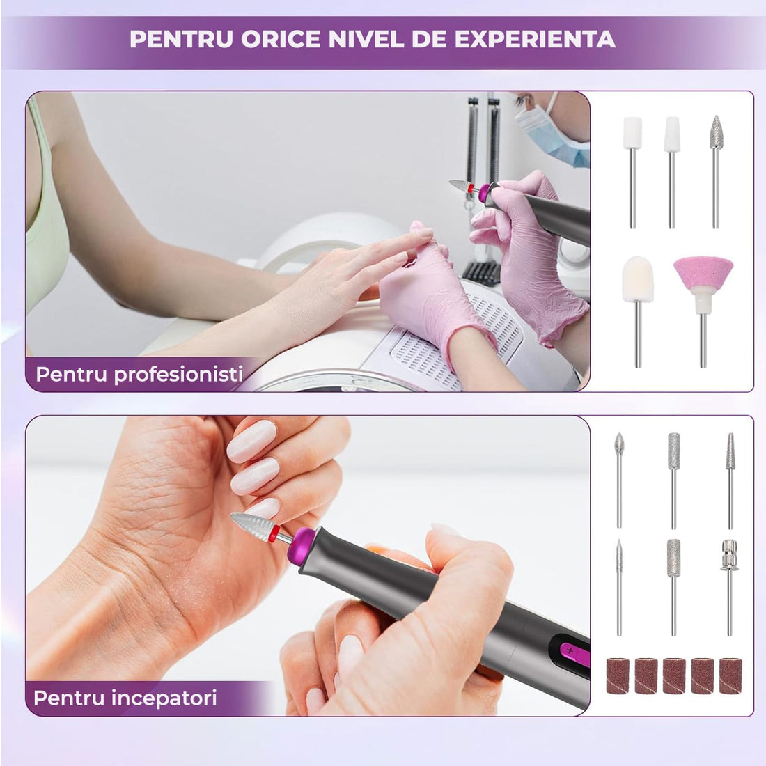 Freza Unghii Reîncărcabilă Elindor® 35.000 RPM, Afisaj LED, 5 Viteze, Negru