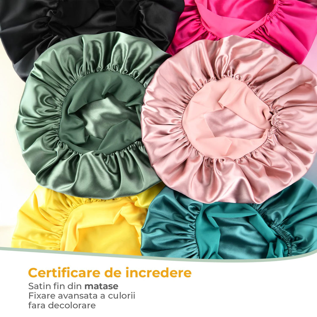 Boneta Satin Dubla Elindor® Pentru Protectia Parului, Banda Reglabila, Roz