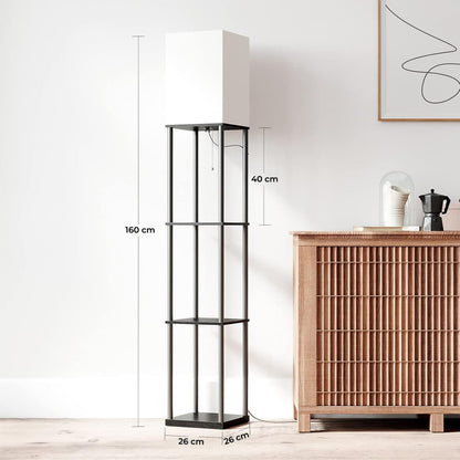 Lampa Podea Elindor® cu Rafturi și Lumina Reglabilă, Neagră