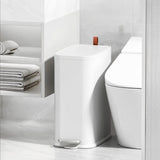 Coș Gunoi Elindor®, Subțire, Metalic, Compact, 7 Litri, Alb