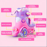 Role Reglabile Elindor® pentru Copii, Fete si Baieti, 4 Roti cu Lumini, Platforma in Triunghi, Ajutatoare pentru Incepatori, Rotile din Silicon, Rulmenti Aluminiu / Poliuretan, Marimea XS, 25-27.5, Roz