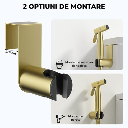 Set de Duș Igienic Elindor®, pentru Toaletă, Jet Reglabil, Auriu