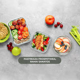 Set de 12 Caserole Elindor® din Sticla, Recipiente Ingrediente pentru Bucatarie, pentru Alimente Uscate, Recipient pentru Depozitare Cafea, Zahar, Paste, Cereale, Capac Etans, Potrivit pentru Congelator Transparent