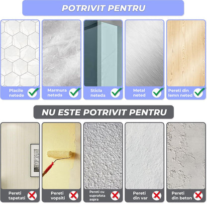 Set 5 Etajere Rafturi Pentru Baie Elindor® Fara Gaurire, Otel Inoxidabil, Fixare Adeziva, Negru