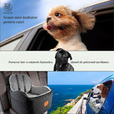 Scaun Auto Elindor® pentru Transport Animale, Caini si Pisici, Talie Mica si Medie, Protectie Scaun Sezut / Spatar, Ofera Protectie Pentru Bancheta Spate Masina Taxi/Ride Sharing, Impermeabila, Antialunecare, 48.3 x 48.3 48.3 cm, Negru