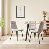 Set 2 Scaune Elindor® Ergonomice, Design Contemporan, Scaun cu Spatar Inaltime 41 cm, fara Manere, din Catifea cu Picioare Metalice Negre, Potrivite pentru Living, Bucatarie, Birou, Dormitor, 54 x 45 x 83 cm, Gri Deschis