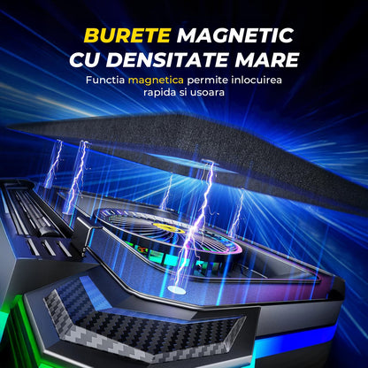 Suport Racire Elindor® Cu Ventilator Turbo Puternic, 10 Efecte RGB, Afisaj LCD, 7 Trepte Reglaj Inaltime, Negru