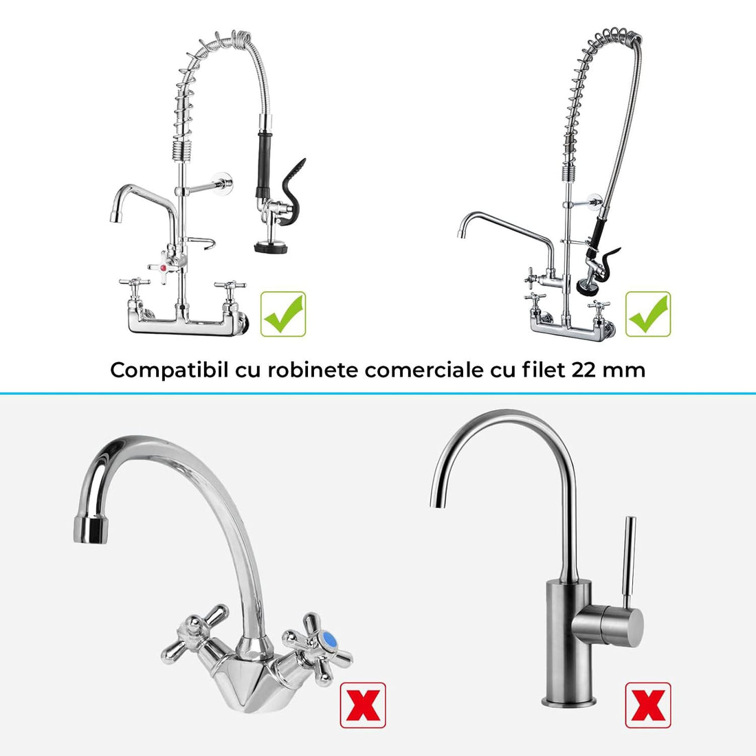 Kit pulverizator apă Elindor® pentru robinet comercial, chrome