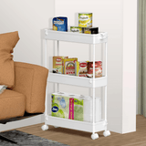 Carucior de Depozitare Slim Elindor®, Organizare, 3 Niveluri, Carlige pentru Chei, Organizator Multifunctional pentru Baie, Birou, Bucatarie, Spalatorie, Locuri Inguste, ABS, Alb
