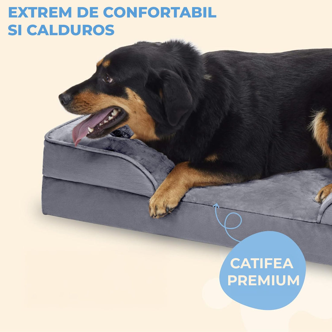 Pat confortabil pentru câini Elindor®, moale, mărimea M, 71x58x15 cm, gri