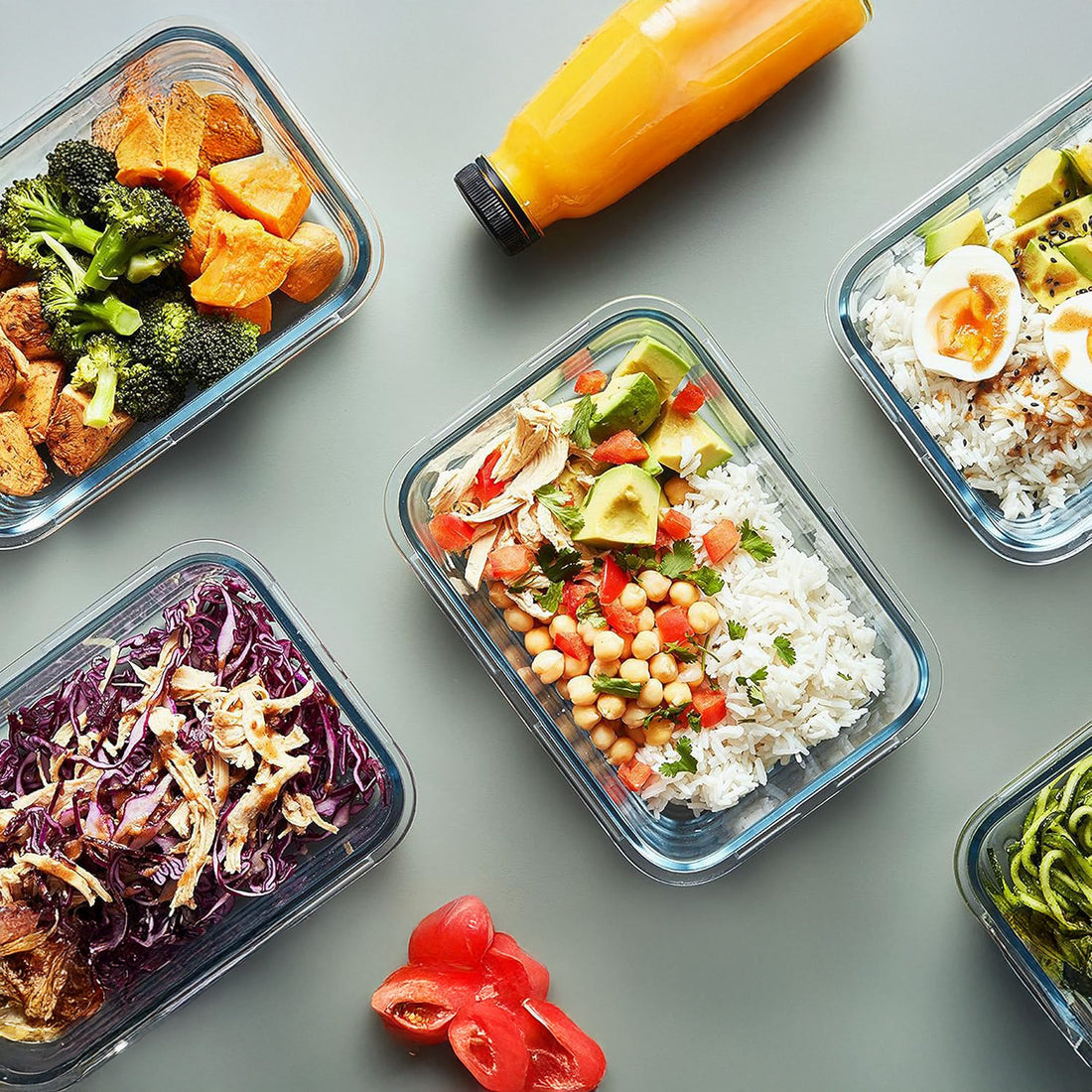 Set de 10 Caserole Elindor® din Sticla, Recipiente Ingrediente pentru Bucatarie, pentru Alimente Uscate, Recipient pentru Depozitare Cafea, Zahar, Paste, Cereale, Capac Etans, Potrivit pentru Congelator Transparent