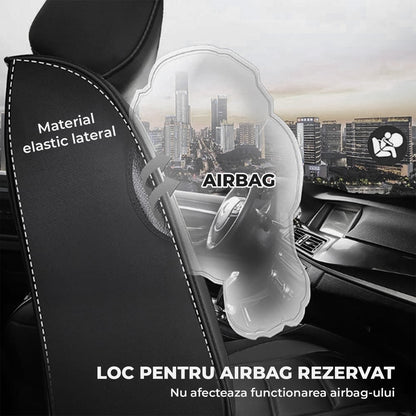 Set 5 Huse Gri Deschis, Scaune de Masina Elindor®, Huse Auto Piele, Impermeabile, Universale, Protectie Scaun Fata si Spate, Montaj Rapid, Accesorii Masina Interior