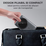 Incarcator Wireless 3-in-1 Elindor® Pliabil, Fast Charge 15W, Compatibil iPhone, Apple Watch, AirPods, Negru