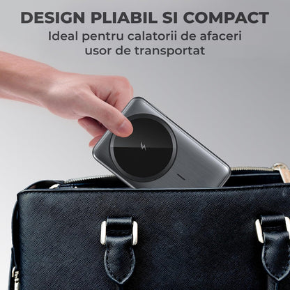 Incarcator Wireless 3-in-1 Elindor® Pliabil, Fast Charge 15W, Compatibil iPhone, Apple Watch, AirPods, Negru