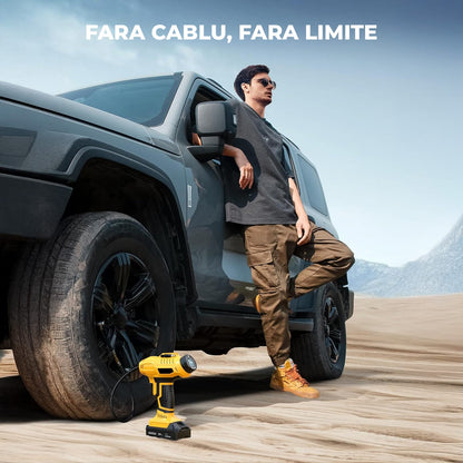 Compresor Auto Portabil Elindor® 160 PSI, Alimentare Dubla AC/DC, Galben