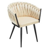 Set 2 Scaune Elindor® Ergonomice, Tip Scoica, Design Contemporan, Scaun cu Spatar si cu Manere, din Catifea cu Picioare Metalice Aurii, Potrivite pentru Living, Bucatarie, Birou, Dormitor, Latime Sezut 44 cm, 71 x 50 x 45 cm, Bej