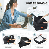 Scaun Auto Elindor® pentru Transport Animale, Caini si Pisici, Talie Mica si Medie, Protectie Scaun Sezut / Spatar, Ofera Protectie Pentru Bancheta Spate Masina Taxi/Ride Sharing, Impermeabila, Antialunecare, 52.6 x 52.6 x 48 cm, Negru