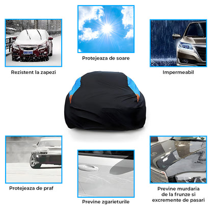 Prelata Auto Premium Elindor® Impermeabila, Antigrindina, Protectie UV Anti Soare , Praf si Zapada, Husa Auto Exterior Universala pentru Masina, Marime SUV L 475*193*143 cm, Negru
