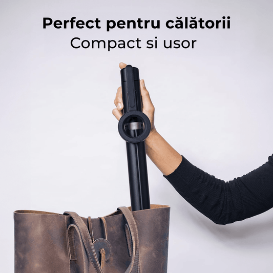 Trepied Magnetic Elindor® pentru iPhone, Selfie Stick Magsafe, Perfect pentru Calatorii, cu Telecomanda pentru Inregistrare Video pe Telefonul Mobil, Negru