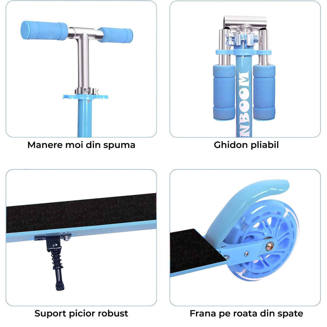 Trotinetă Elindor® Pliabilă cu Ghidon Ajustabil, Roți LED, Albastru