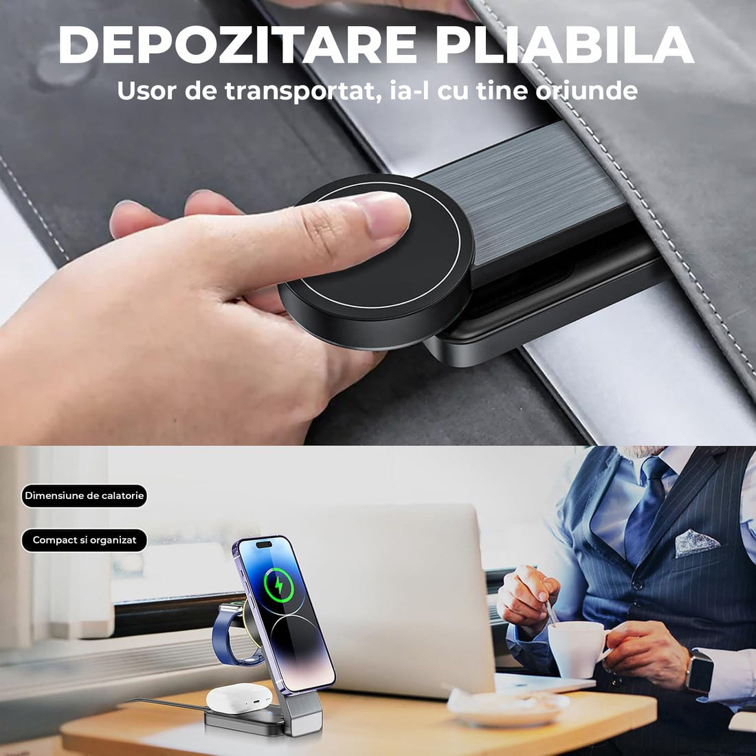 Statie de Incarcare 3-in-1 Elindor®, Suport Pliabil, Incarcare Rapida, Ideal pentru Apple Devices